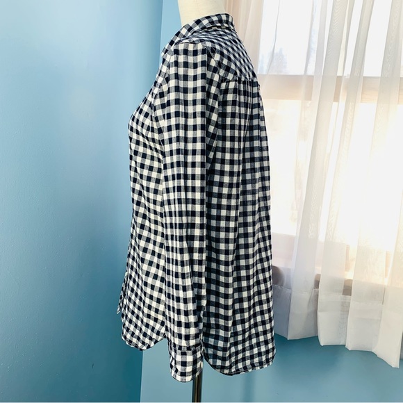 J. Crew Navy Gingham Crinkle Boy Button Down - Picture 5 of 8